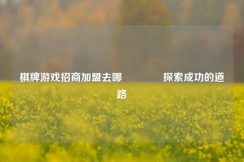 棋牌游戏招商加盟去哪👈探索成功的道路