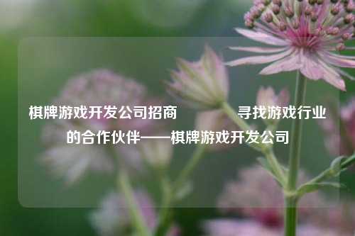 棋牌游戏开发公司招商🌈寻找游戏行业的合作伙伴——棋牌游戏开发公司