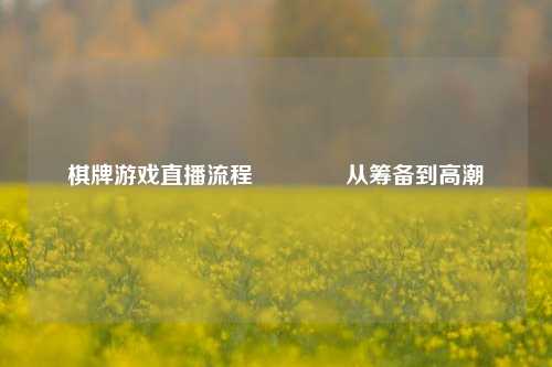 棋牌游戏直播流程🏆从筹备到高潮