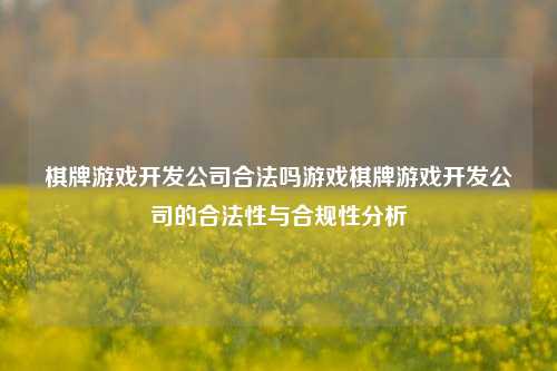 棋牌游戏开发公司合法吗游戏棋牌游戏开发公司的合法性与合规性分析