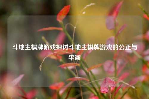 斗地主棋牌游戏探讨斗地主棋牌游戏的公正与平衡