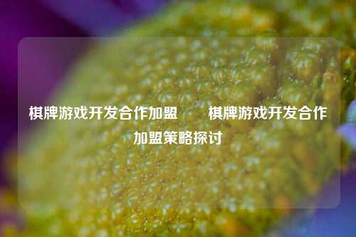 棋牌游戏开发合作加盟♥️棋牌游戏开发合作加盟策略探讨