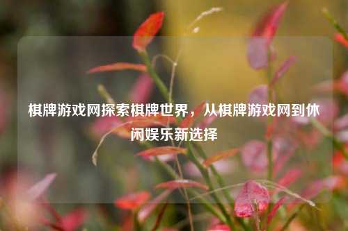 棋牌游戏网探索棋牌世界，从棋牌游戏网到休闲娱乐新选择