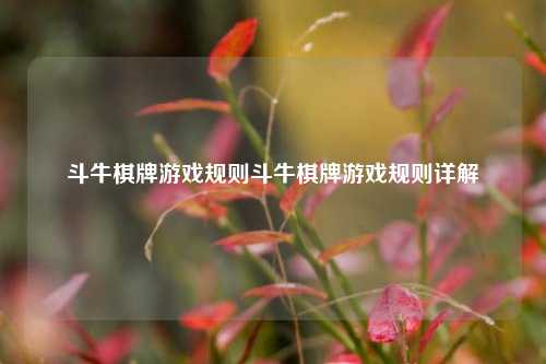 斗牛棋牌游戏规则斗牛棋牌游戏规则详解