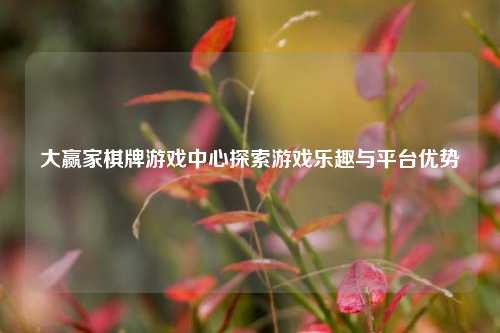 大赢家棋牌游戏中心探索游戏乐趣与平台优势