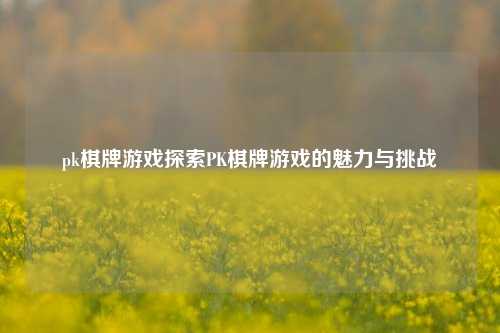 pk棋牌游戏探索PK棋牌游戏的魅力与挑战