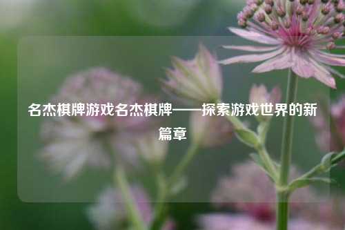名杰棋牌游戏名杰棋牌——探索游戏世界的新篇章