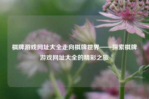 棋牌游戏网址大全走向棋牌世界——探索棋牌游戏网址大全的精彩之旅