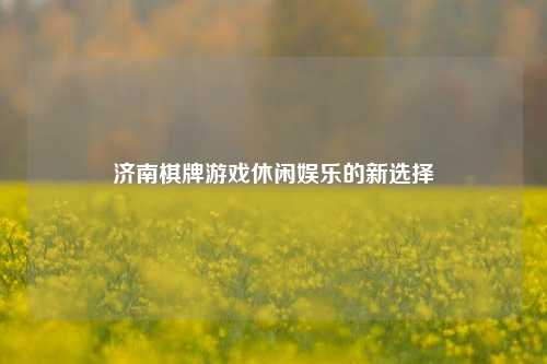 济南棋牌游戏休闲娱乐的新选择