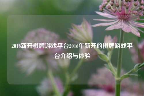 2016新开棋牌游戏平台2016年新开的棋牌游戏平台介绍与体验