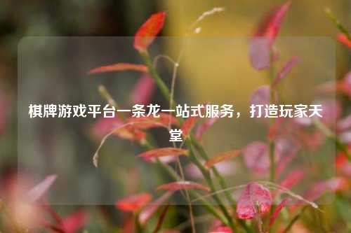 棋牌游戏平台一条龙一站式服务，打造玩家天堂