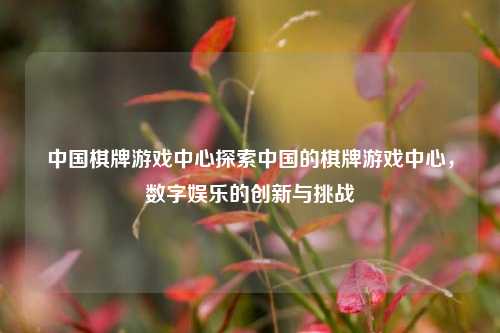 中国棋牌游戏中心探索中国的棋牌游戏中心，数字娱乐的创新与挑战