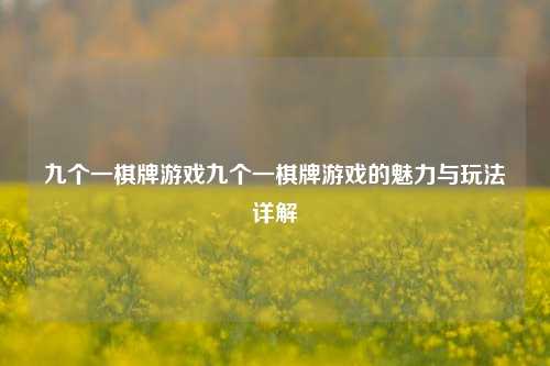 九个一棋牌游戏九个一棋牌游戏的魅力与玩法详解
