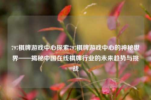 797棋牌游戏中心探索797棋牌游戏中心的神秘世界——揭秘中国在线棋牌行业的未来趋势与挑战