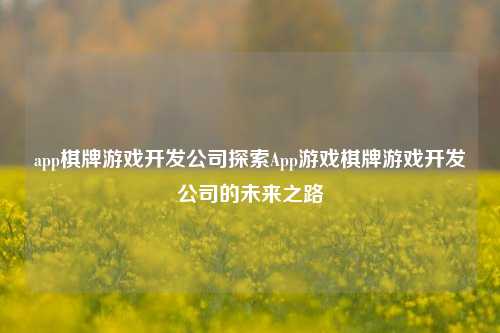 app棋牌游戏开发公司探索App游戏棋牌游戏开发公司的未来之路