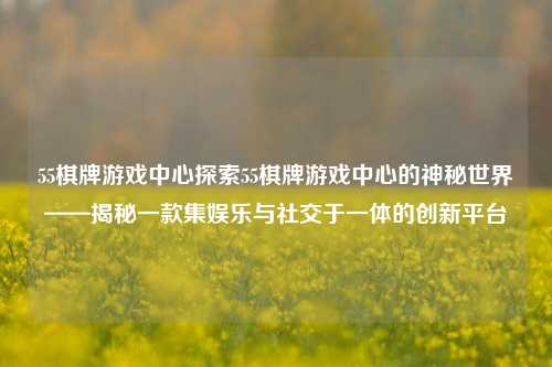 55棋牌游戏中心探索55棋牌游戏中心的神秘世界——揭秘一款集娱乐与社交于一体的创新平台