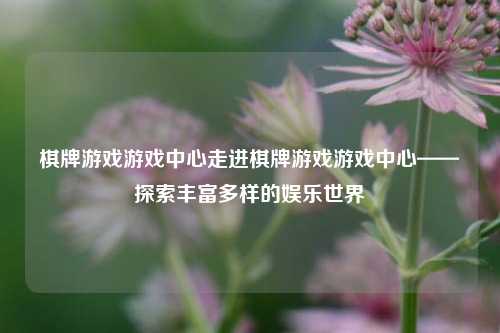 棋牌游戏游戏中心走进棋牌游戏游戏中心——探索丰富多样的娱乐世界
