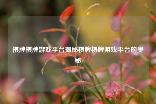 棋牌棋牌游戏平台揭秘棋牌棋牌游戏平台的奥秘
