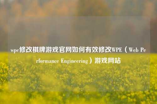 wpe修改棋牌游戏官网如何有效修改WPE（Web Performance Engineering）游戏网站