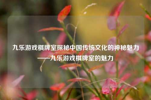 九乐游戏棋牌室探秘中国传统文化的神秘魅力——九乐游戏棋牌室的魅力