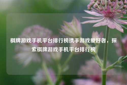 棋牌游戏手机平台排行榜携手游戏爱好者，探索棋牌游戏手机平台排行榜