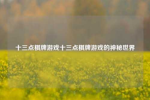 十三点棋牌游戏十三点棋牌游戏的神秘世界