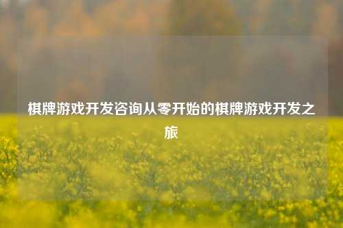 棋牌游戏开发咨询从零开始的棋牌游戏开发之旅