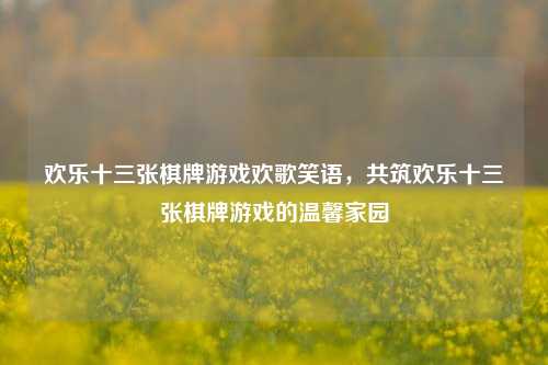 欢乐十三张棋牌游戏欢歌笑语，共筑欢乐十三张棋牌游戏的温馨家园