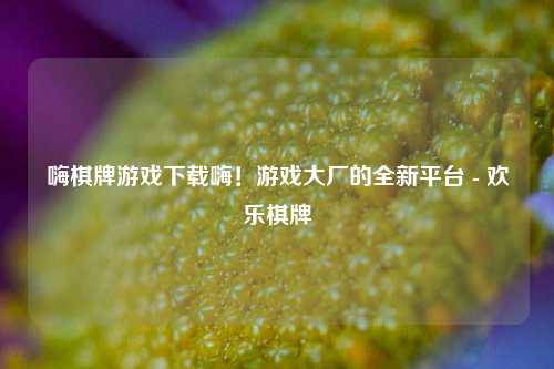 嗨棋牌游戏下载嗨！游戏大厂的全新平台 - 欢乐棋牌