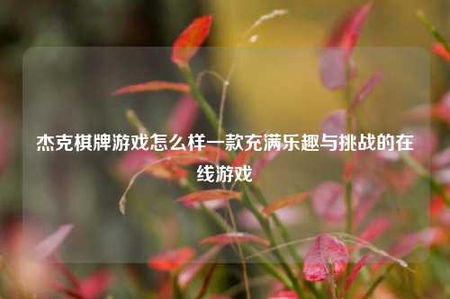 杰克棋牌游戏怎么样一款充满乐趣与挑战的在线游戏