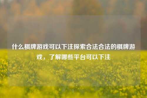 什么棋牌游戏可以下注探索合法合法的棋牌游戏，了解哪些平台可以下注
