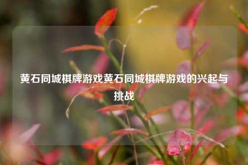 黄石同城棋牌游戏黄石同城棋牌游戏的兴起与挑战