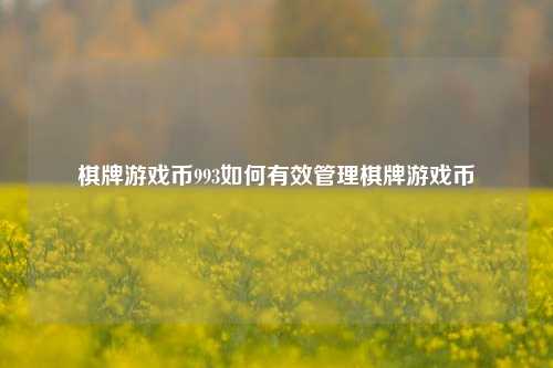 棋牌游戏币993如何有效管理棋牌游戏币