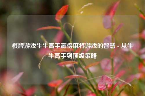棋牌游戏牛牛高手赢得麻将游戏的智慧 - 从牛牛高手到顶级策略