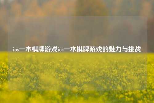 ios一木棋牌游戏ios一木棋牌游戏的魅力与挑战