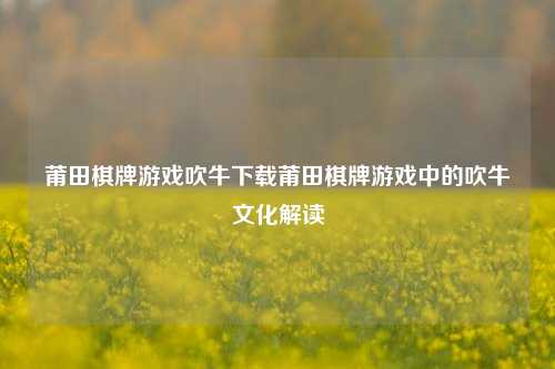莆田棋牌游戏吹牛下载莆田棋牌游戏中的吹牛文化解读