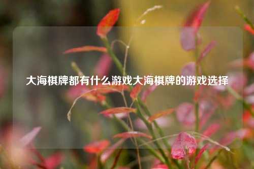 大海棋牌都有什么游戏大海棋牌的游戏选择