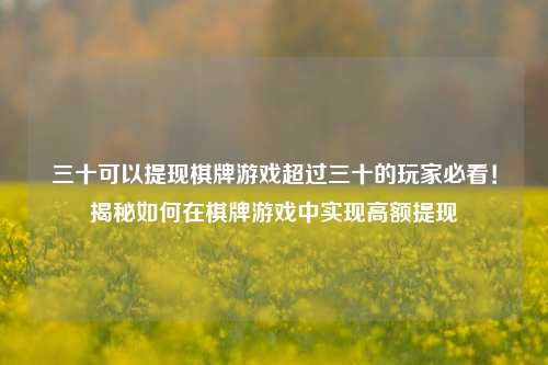 三十可以提现棋牌游戏超过三十的玩家必看！揭秘如何在棋牌游戏中实现高额提现