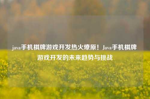 java手机棋牌游戏开发热火燎原！Java手机棋牌游戏开发的未来趋势与挑战