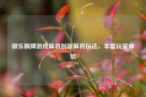 微乐棋牌游戏麻将创新麻将玩法，丰富玩家体验