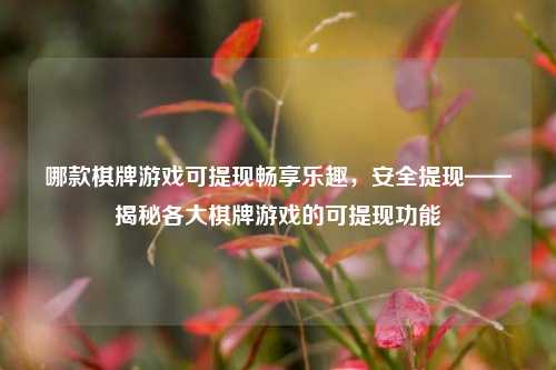 哪款棋牌游戏可提现畅享乐趣，安全提现——揭秘各大棋牌游戏的可提现功能