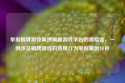 举报棋牌游戏案例揭露游戏平台的黑暗面，一例涉及棋牌游戏的违规行为举报案例分析