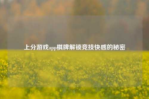 上分游戏app棋牌解锁竞技快感的秘密