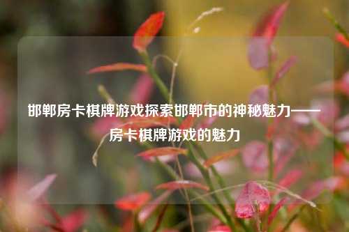 邯郸房卡棋牌游戏探索邯郸市的神秘魅力——房卡棋牌游戏的魅力