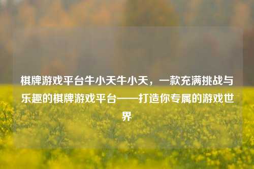 棋牌游戏平台牛小天牛小天，一款充满挑战与乐趣的棋牌游戏平台——打造你专属的游戏世界