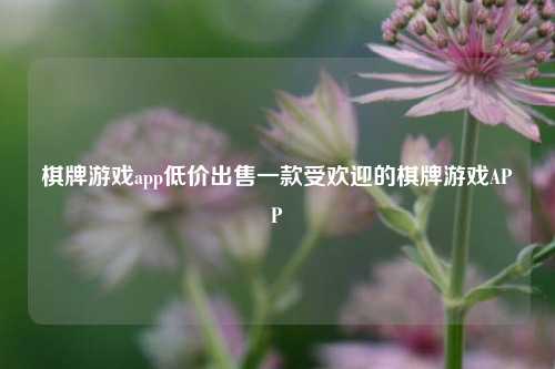 棋牌游戏app低价出售一款受欢迎的棋牌游戏APP
