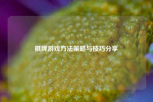棋牌游戏方法策略与技巧分享