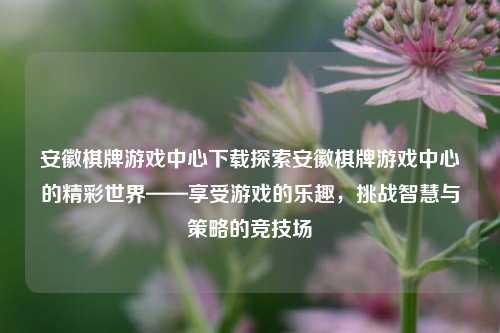 安徽棋牌游戏中心下载探索安徽棋牌游戏中心的精彩世界——享受游戏的乐趣，挑战智慧与策略的竞技场