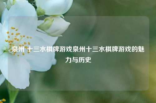 泉州 十三水棋牌游戏泉州十三水棋牌游戏的魅力与历史