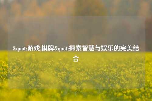 "游戏,棋牌"探索智慧与娱乐的完美结合
